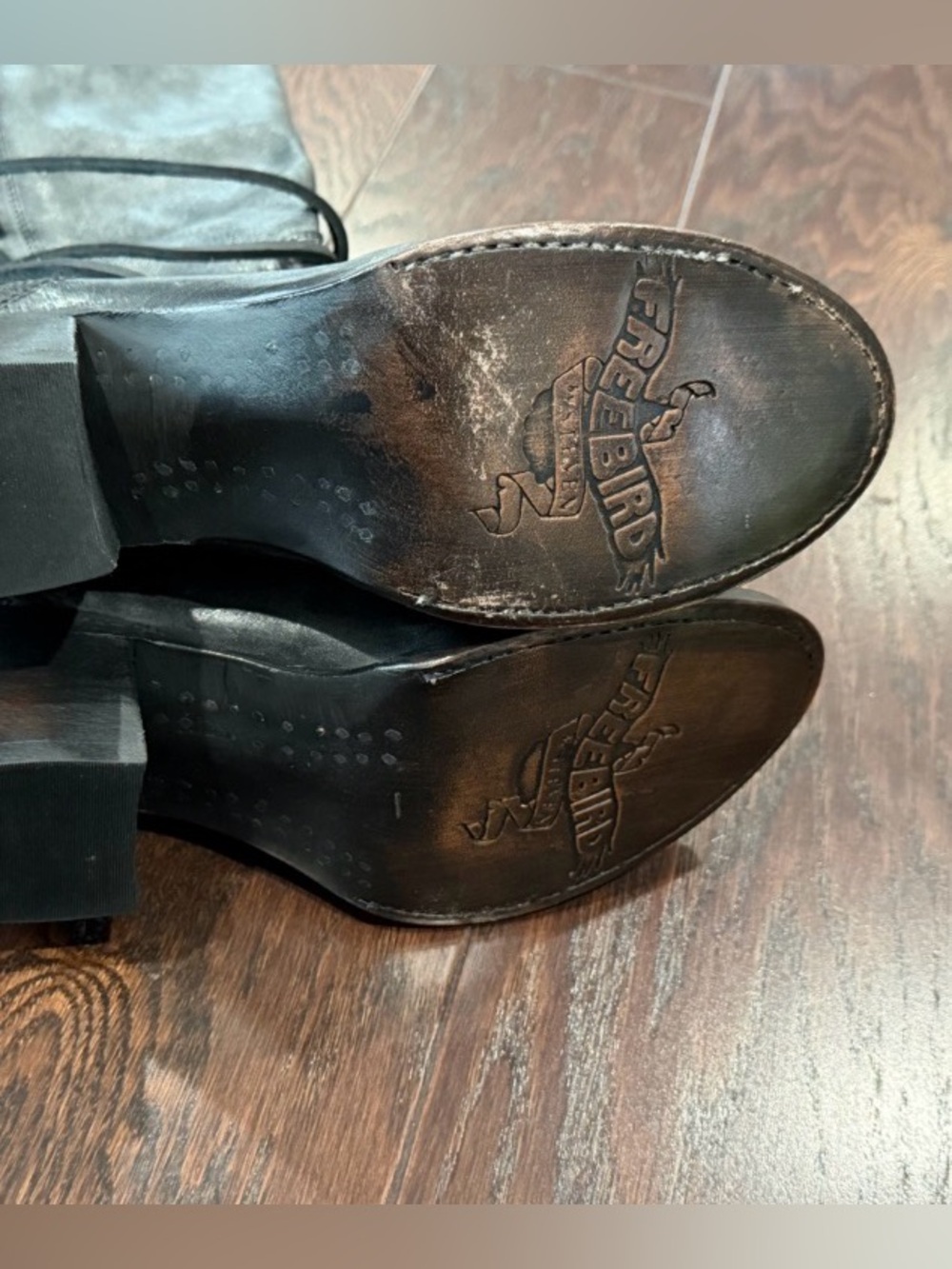 FREEBIRD BY STEVEN COAL BLACK Knee TALL Lace Up BOOT Women Size 7 - Picture 3 of 9